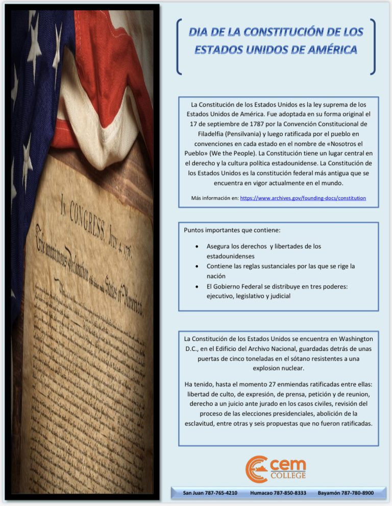 Día de la Constitución de los Estados Unidos de América | CEM College